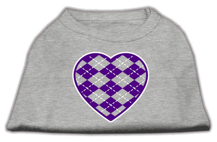 Argyle Heart Purple Screen Print Shirt Grey XS